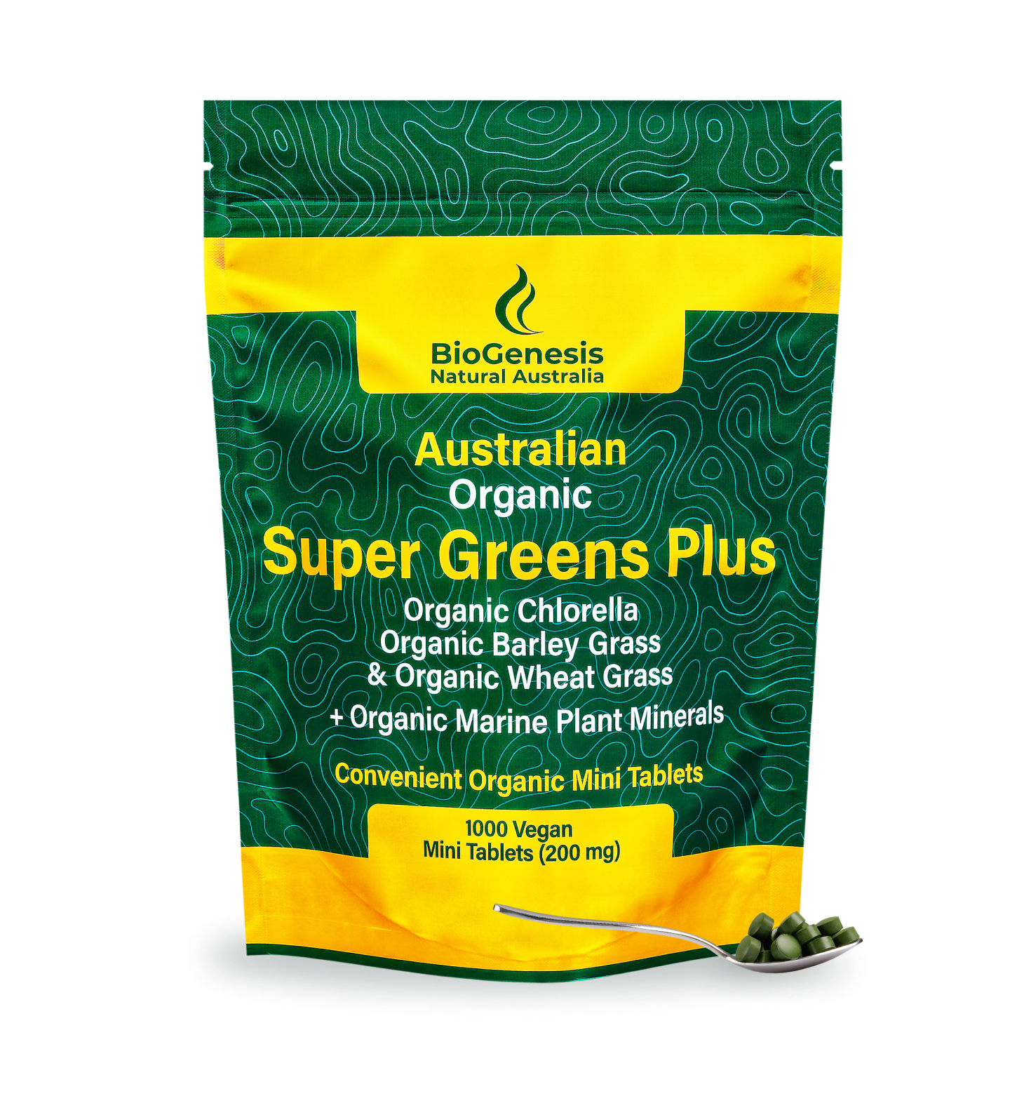 Supergreens plus 1000 mini tablets front