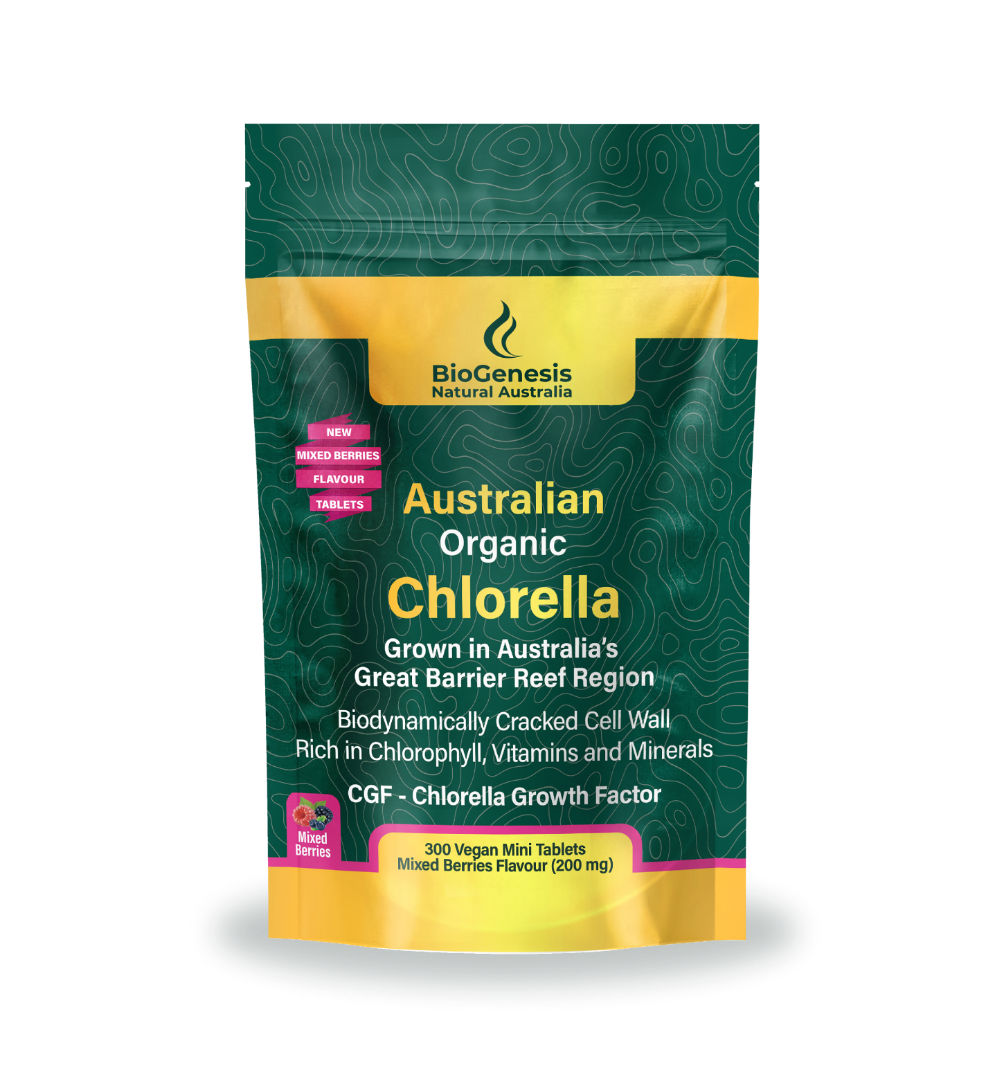 Australian Organic Chlorella Mini Tablets - Mixed Berries, 300