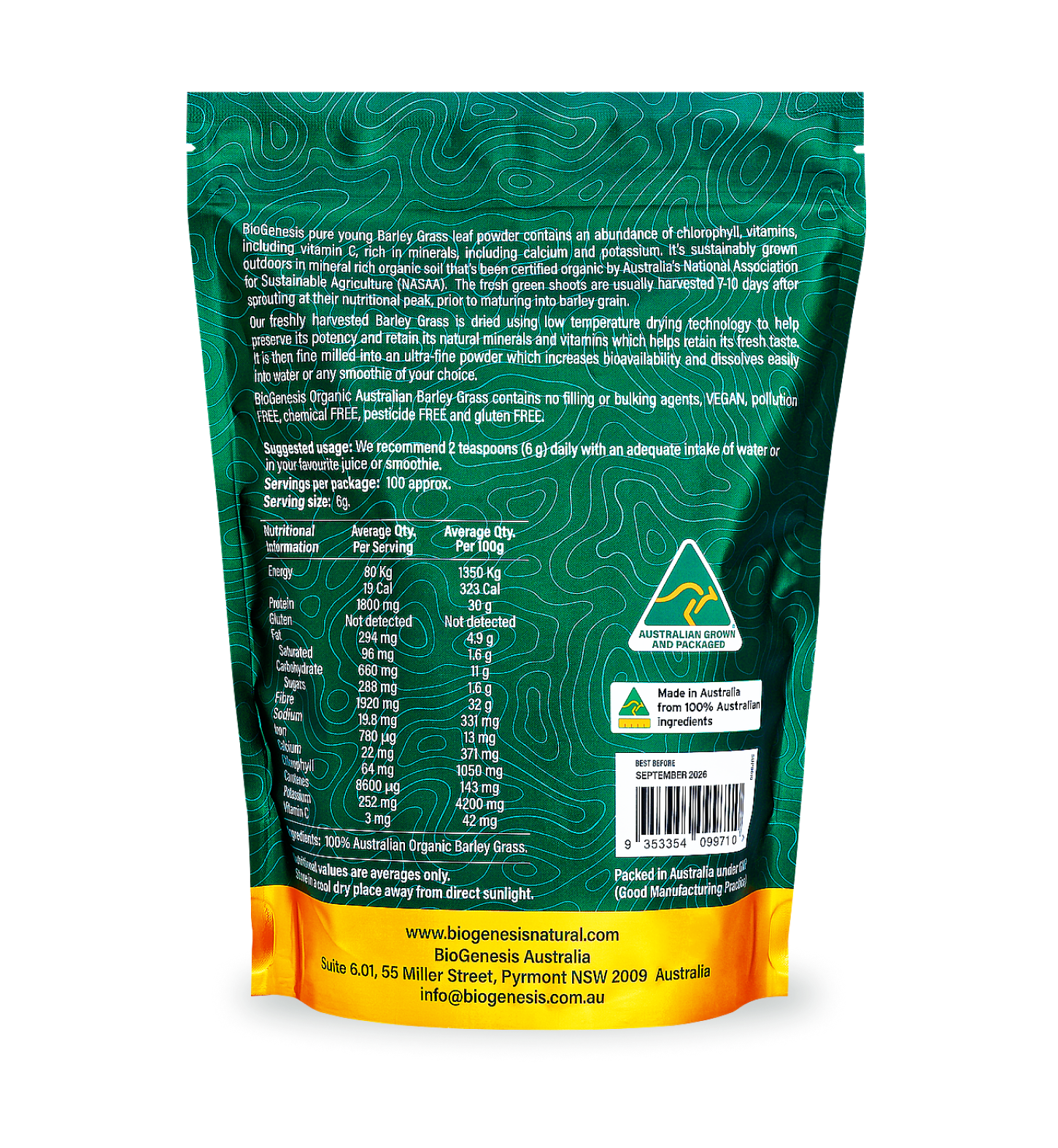 Australian Organic Barley Grass Powder, 600g