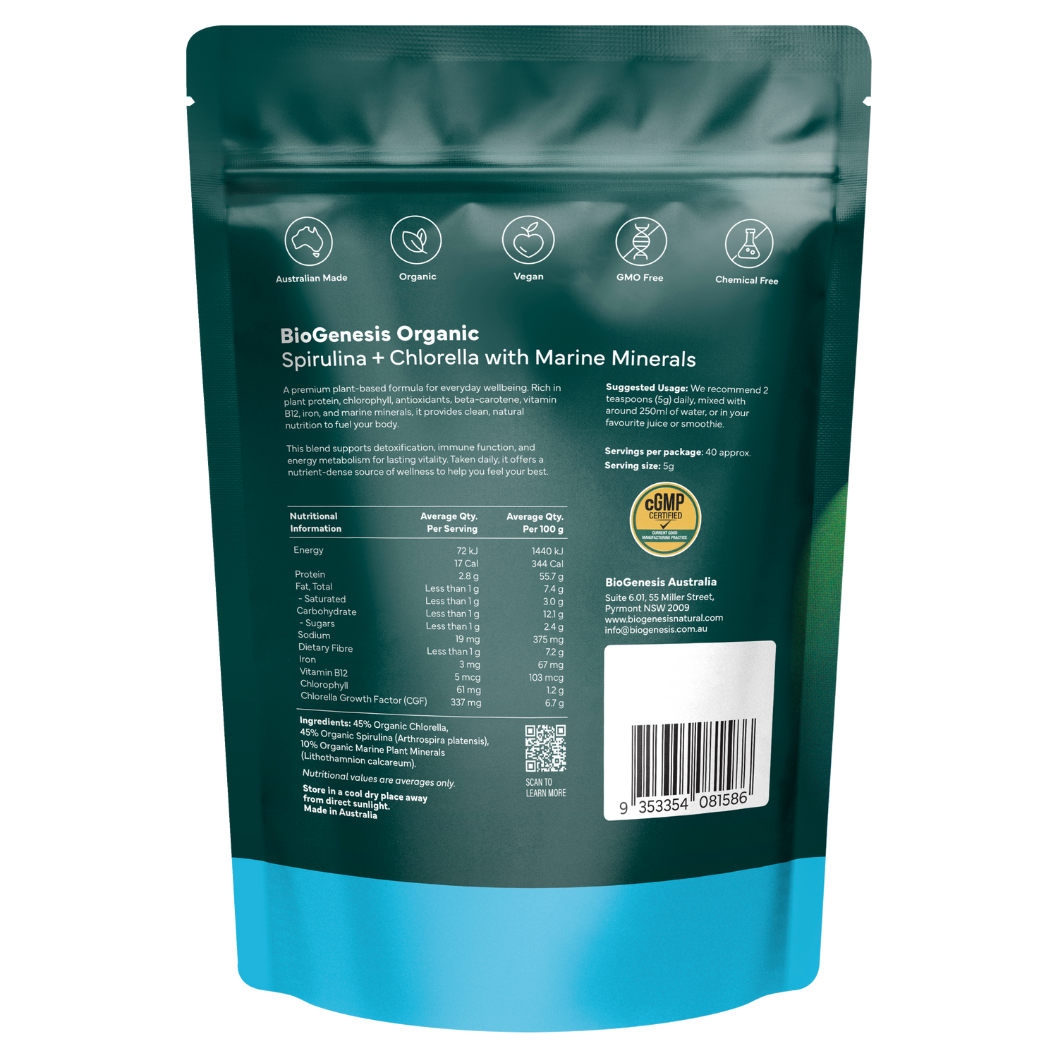 Organic Spirulina & Chlorella with Marine Minerals – 200g