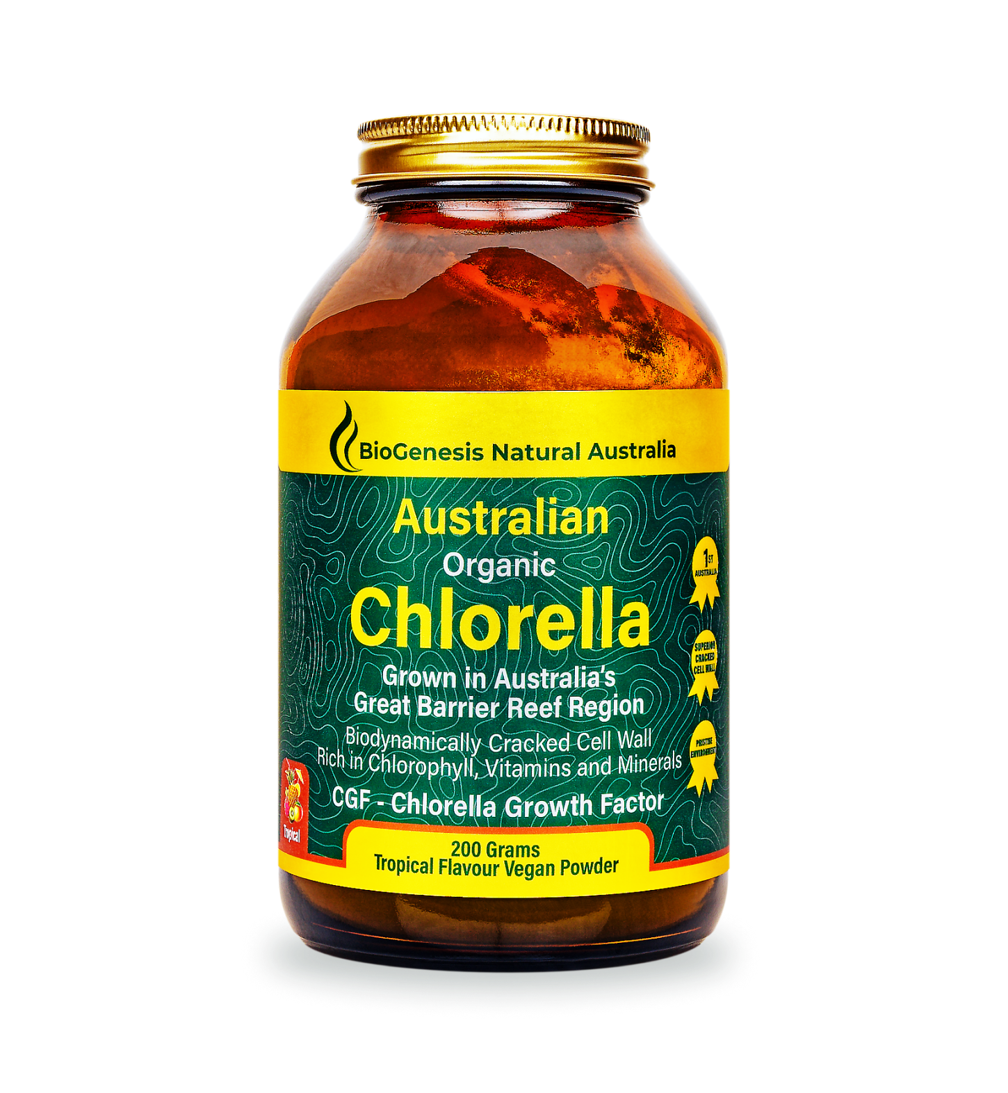 25% OFF CLEARANCE - Australian Organic Chlorella Powder - Tropical Fruit, 200g