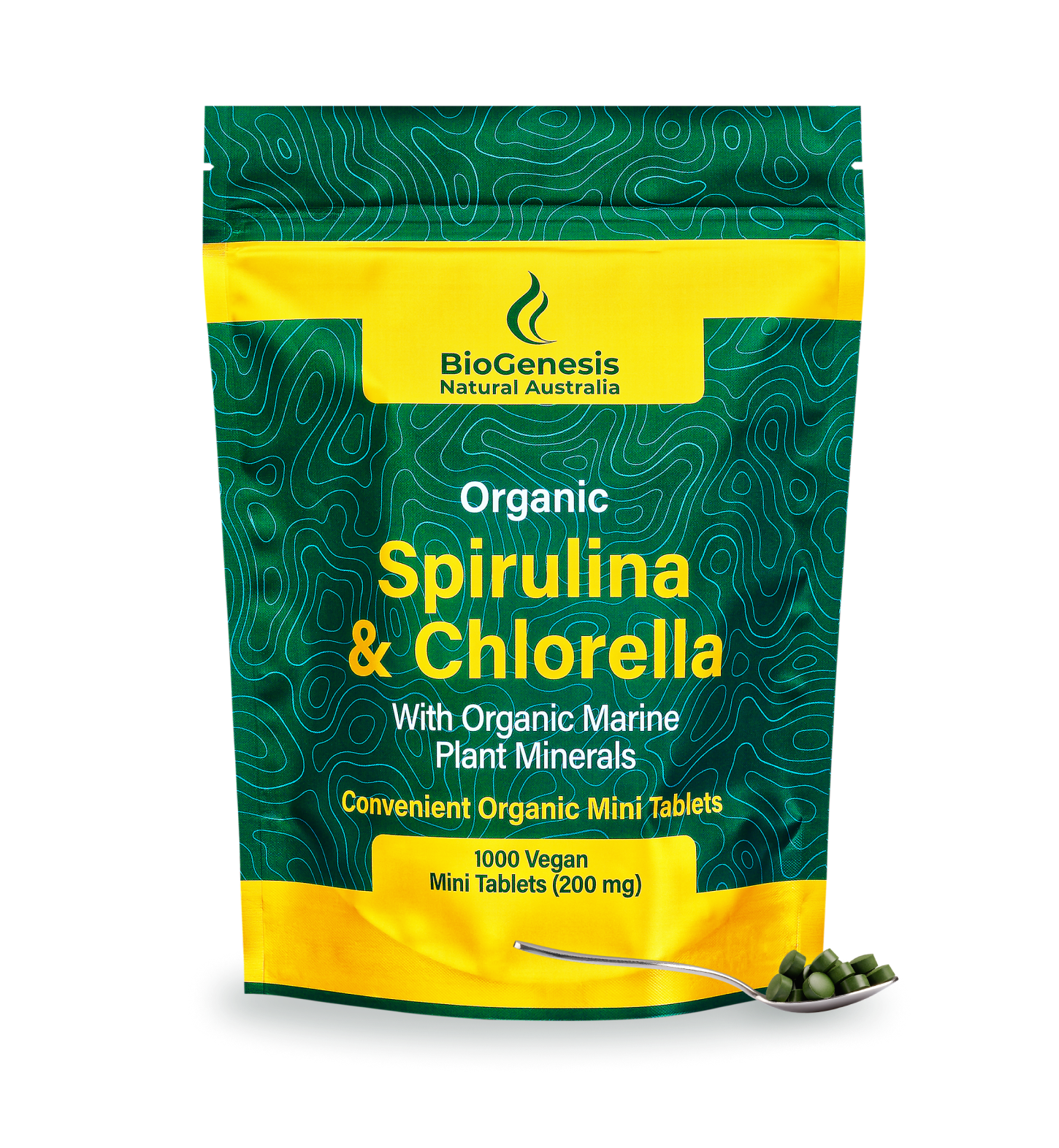 Organic Spirulina & Chlorella Mini Tablets, 1000