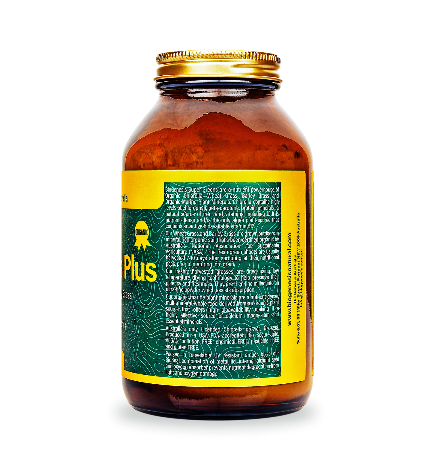 SuperGreen Plus powder 150g side shot - glass jars