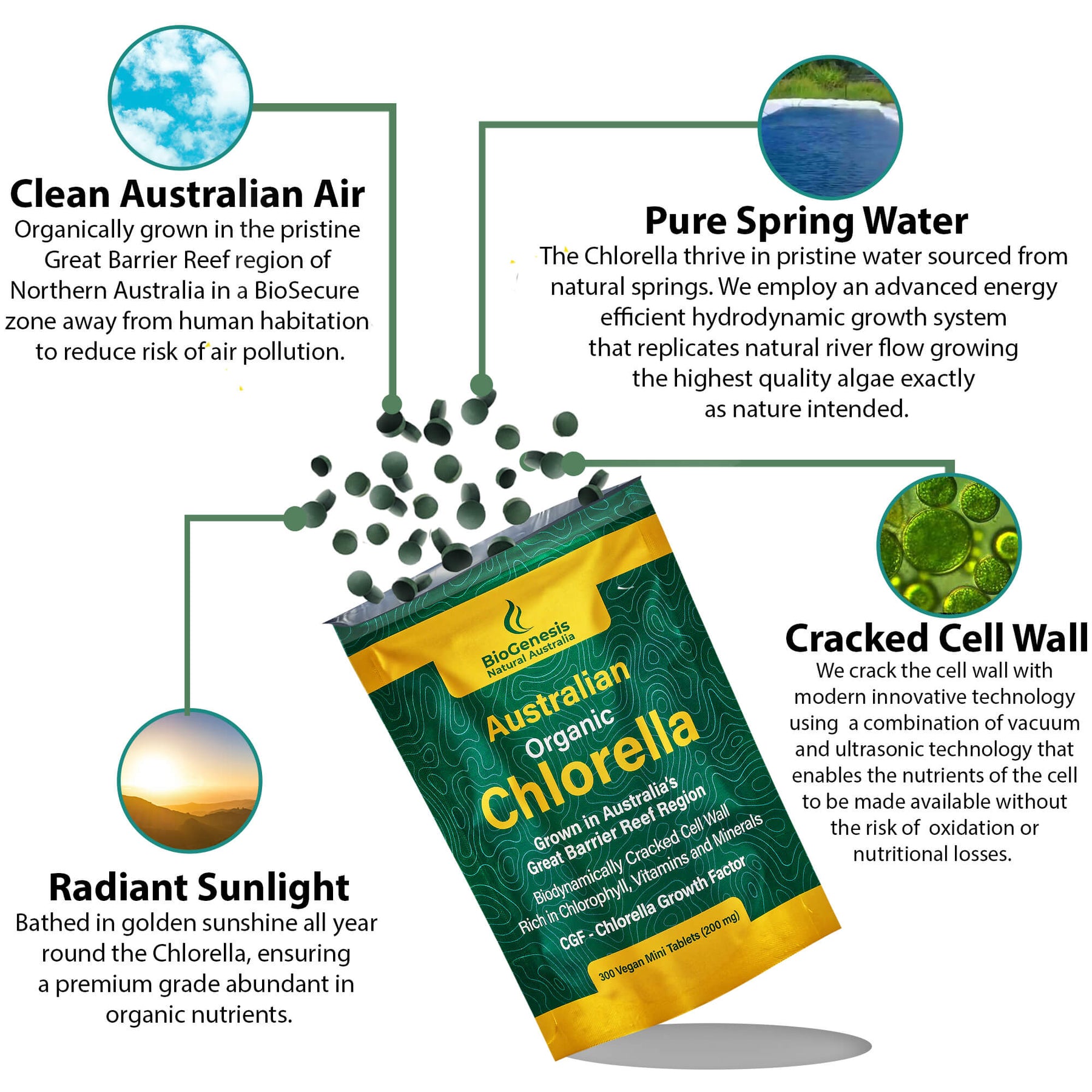 BioGenesis Natural Australia, Australian Organic Chlorella, Sachet, 30